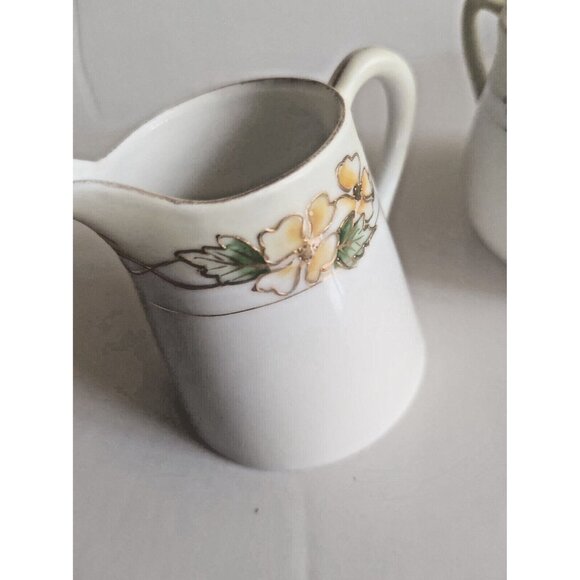 Nippon Hand-Painted Floral with Gold Trim Sugar Bowl & Creamer Set - Picture 13 of 13